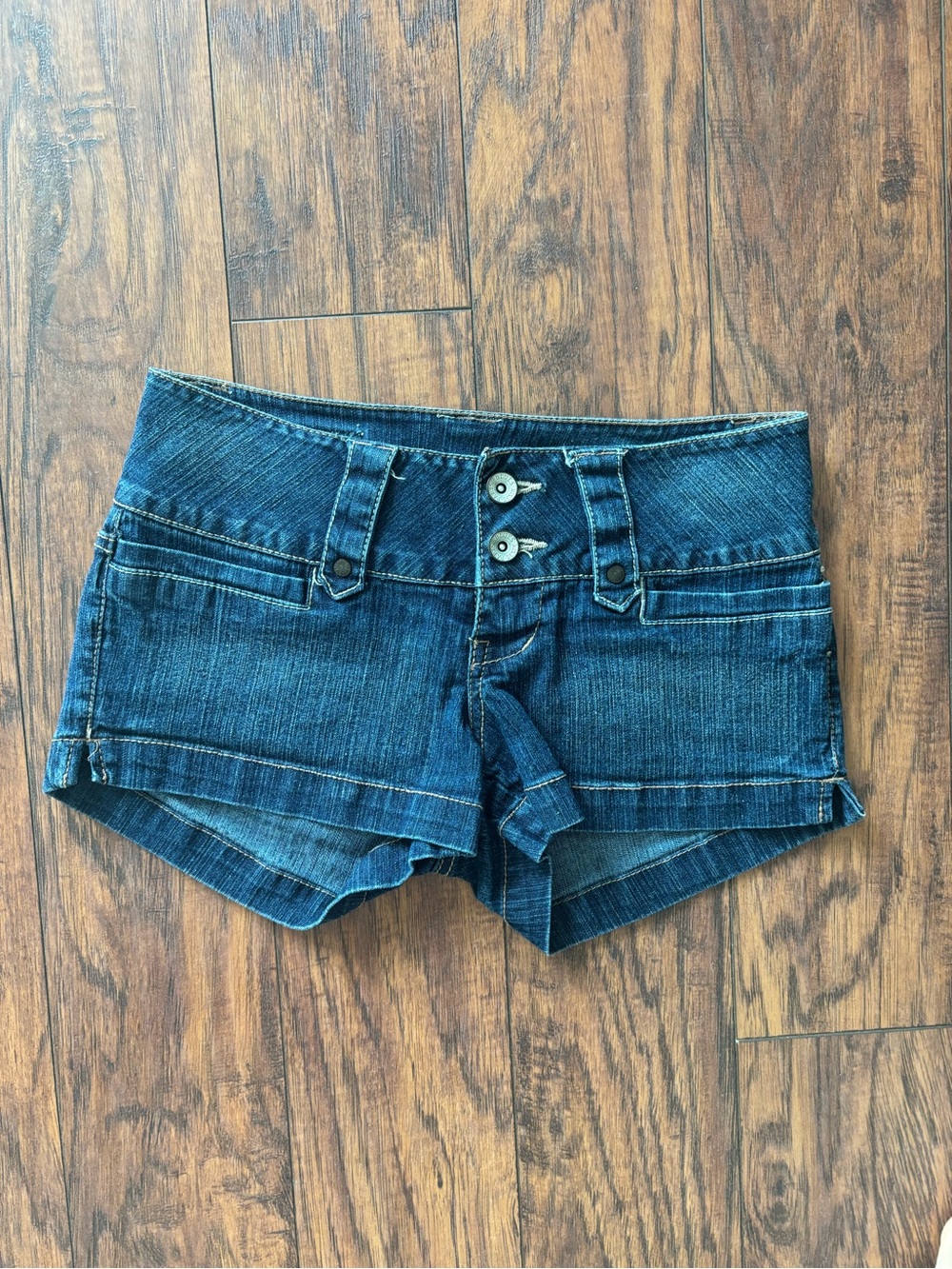 Paris Blues Dark Blue Denim Low-Rise Jean Shorts